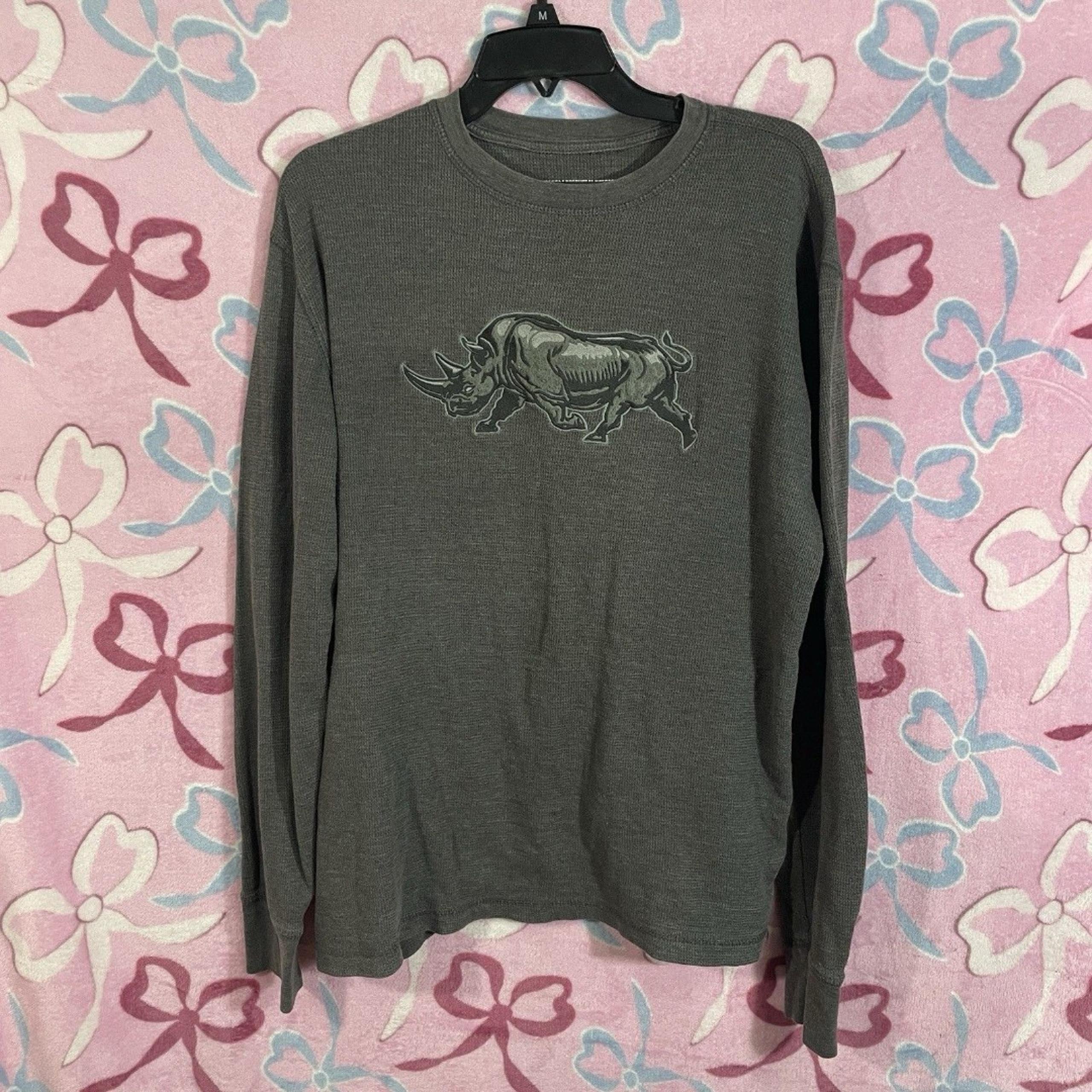 Y2k Ecko Unltd Gray Rhino Patch Thermal Long Sleeve Size Large