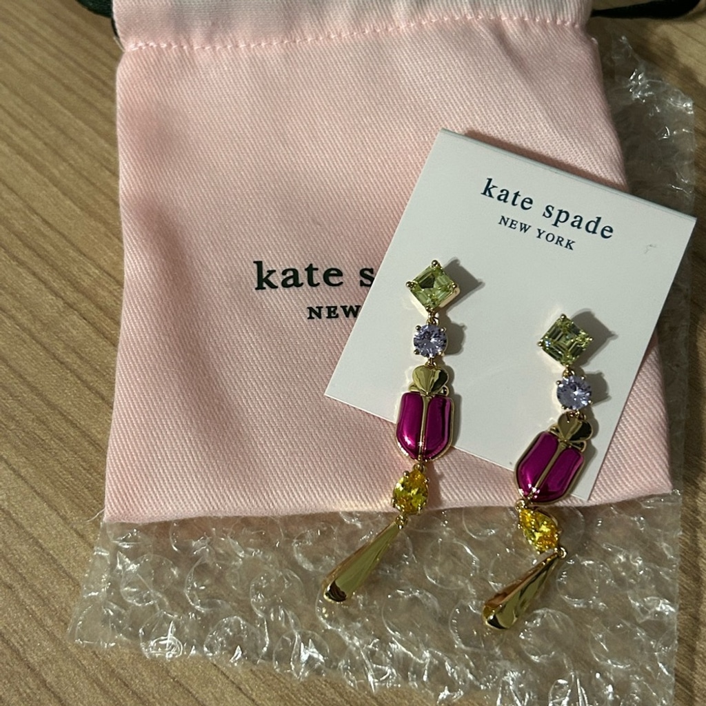 Kate Spade New York Drop Earrings Crystals Linear Beetle Love Bugs New