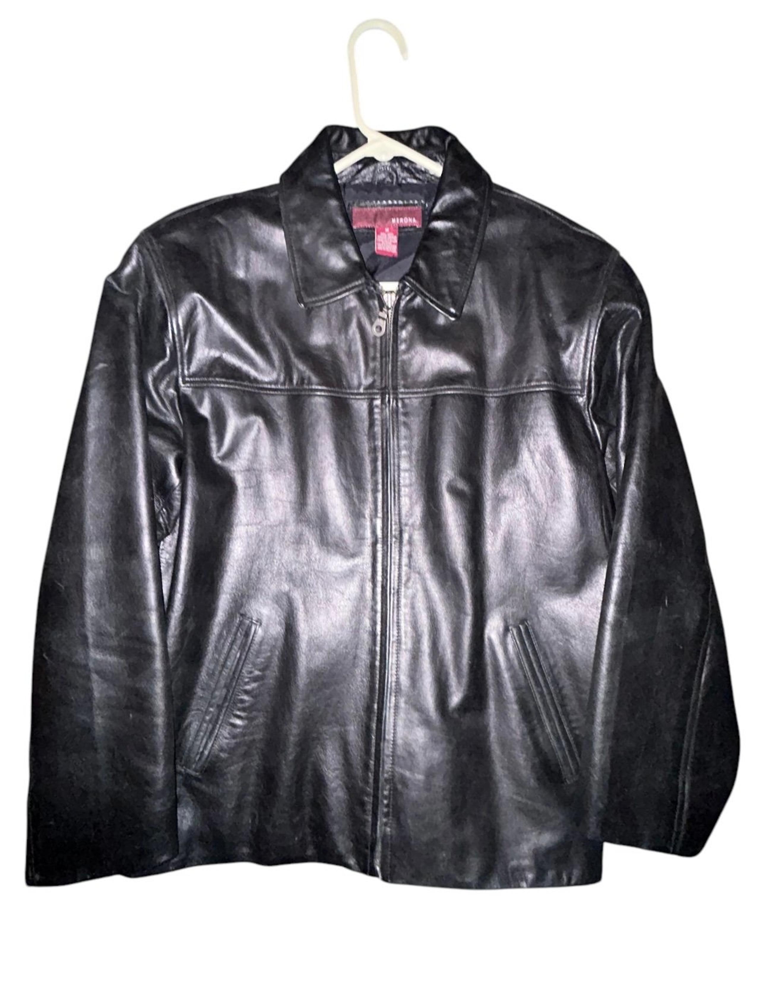 Vintage Y2k Genuine Leather Full Zip Jacket Mens Size Medium