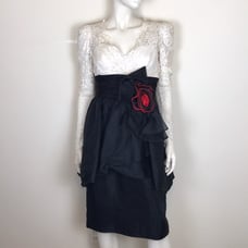 Vintage 80s Ann Hobbs taffeta lace dress