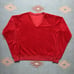 Vintage 70s 80s long sleeve shirt velour red soft comfy cotton boxy adult small