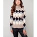 CHARLIE B | Women's Turtle Neck Harlequin Pattern Sweater 105 NEW Size XXL