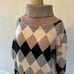 CHARLIE B | Women's Turtle Neck Harlequin Pattern Sweater 105 NEW Size XXL