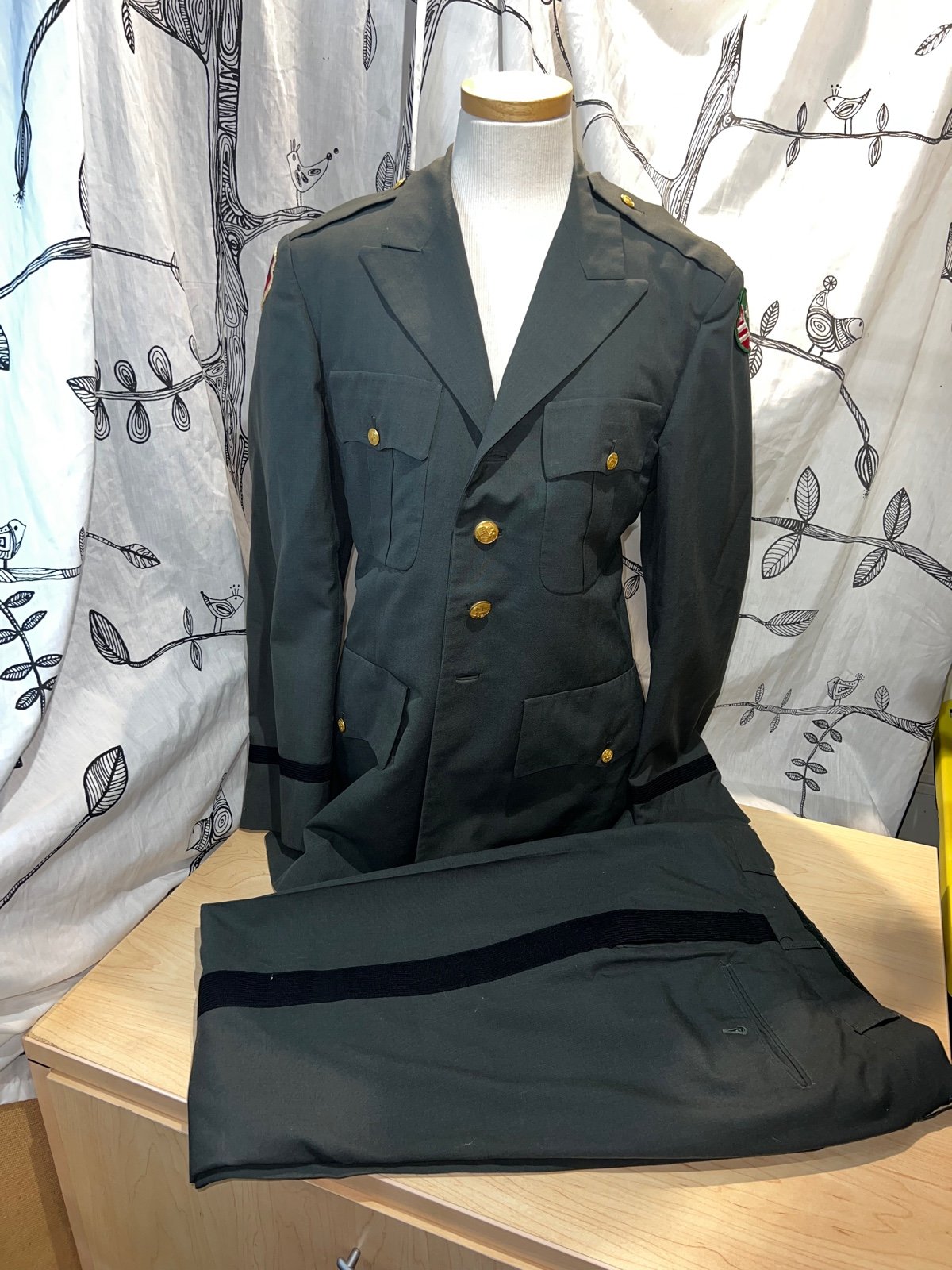 Vintage World War II United States Army Engineer Green Jacket and Pants Uniform
