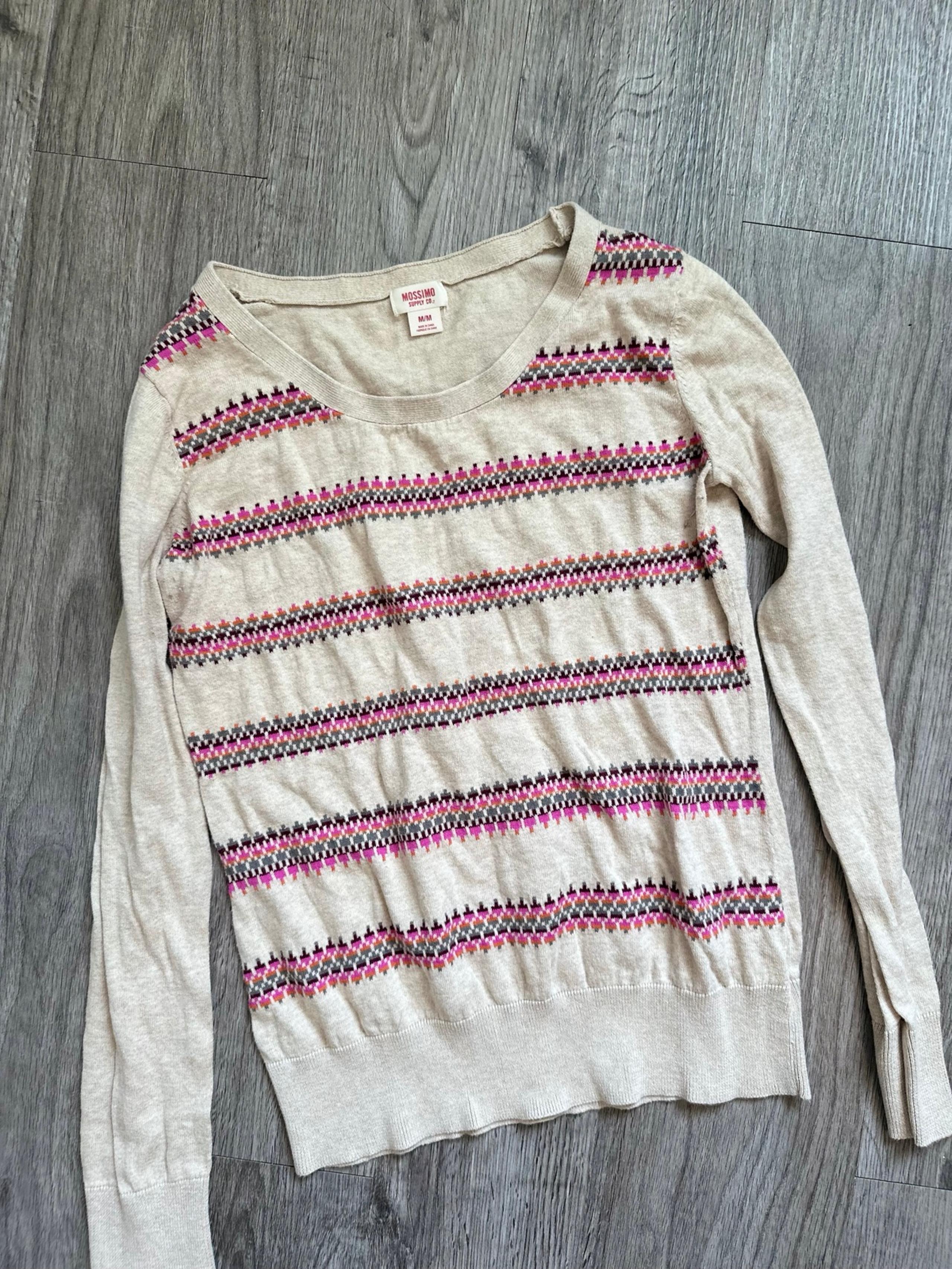 MOSSIMO WOMEN PINK BEIGE SWEATER SHIRT LONG SLEEVE SPRING MEDIUM M