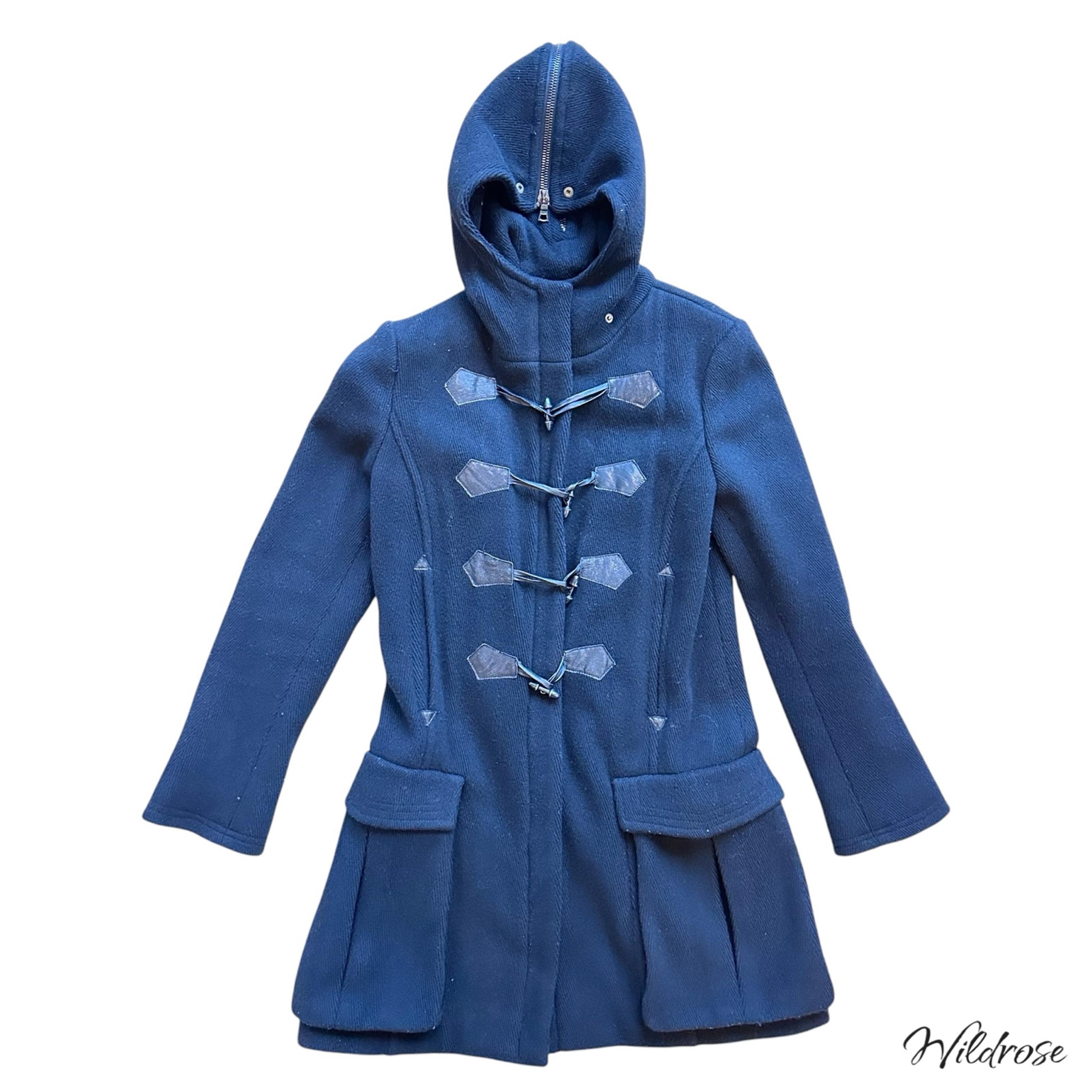 Rag & Bone Black Wool Hooded Toggle & Zipper Jacket Coat SZ 4