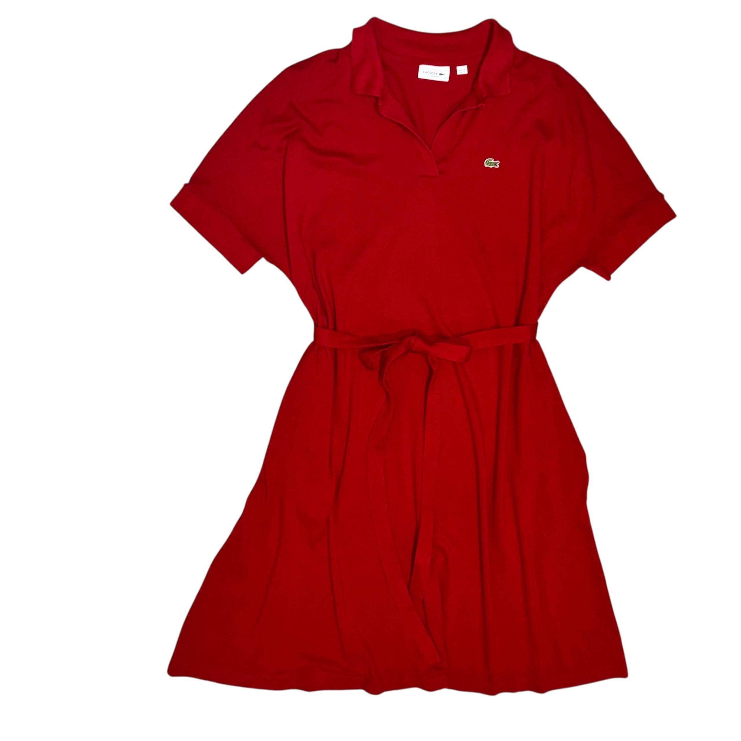 Lacoste Womens Dress Polo style Belt Casual V-neck Flowy Piqué Polo XL $165