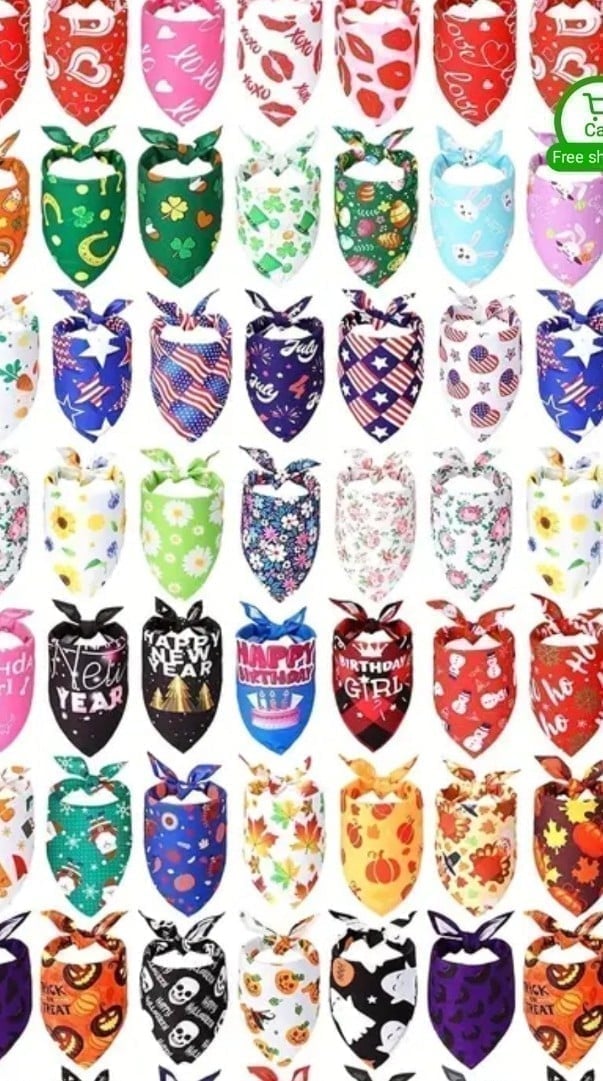Assorted Bundle of 100 Dog Bandana's Brand New