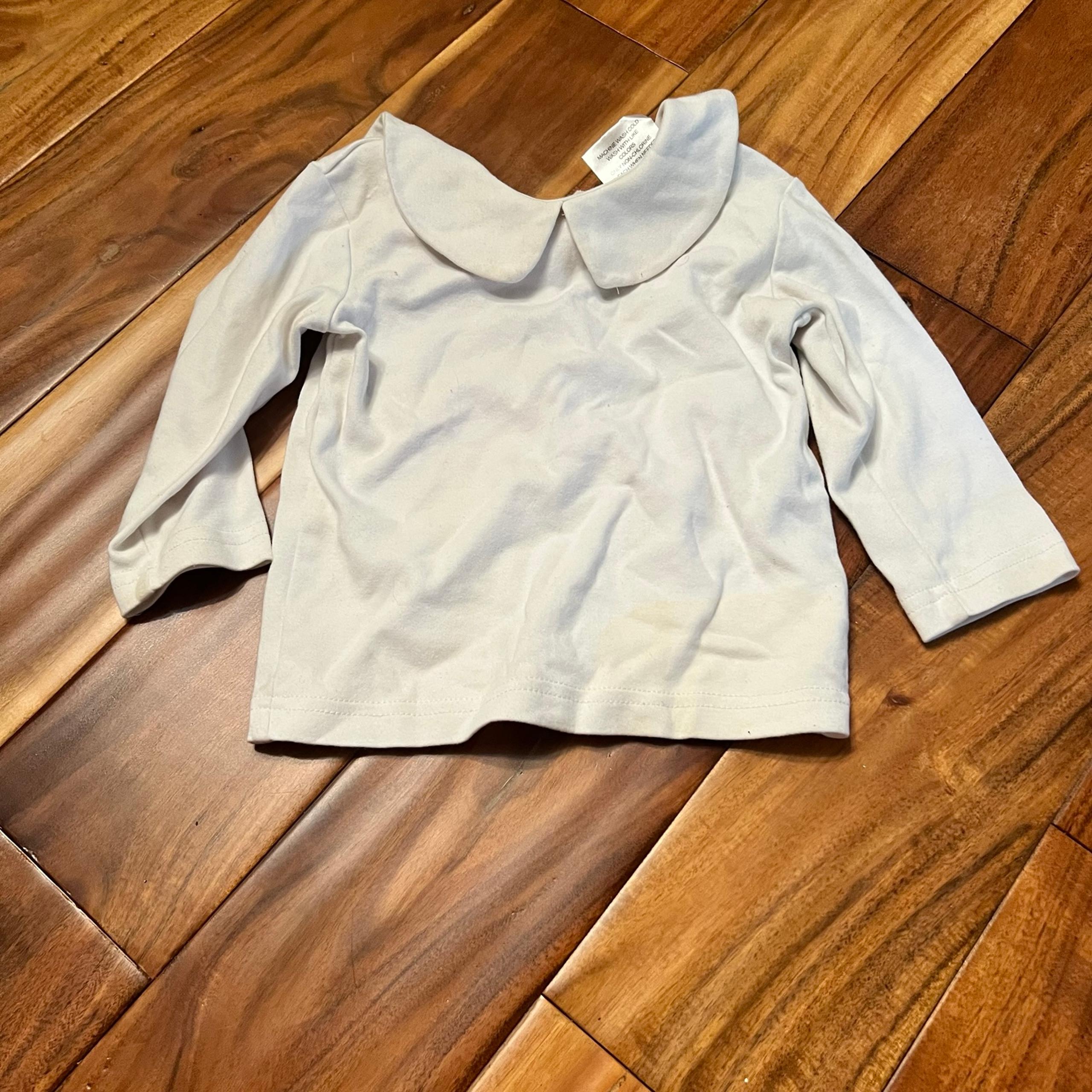 Toddler unisex Peter Pan collar long sleeve tshirt. Size 18 months