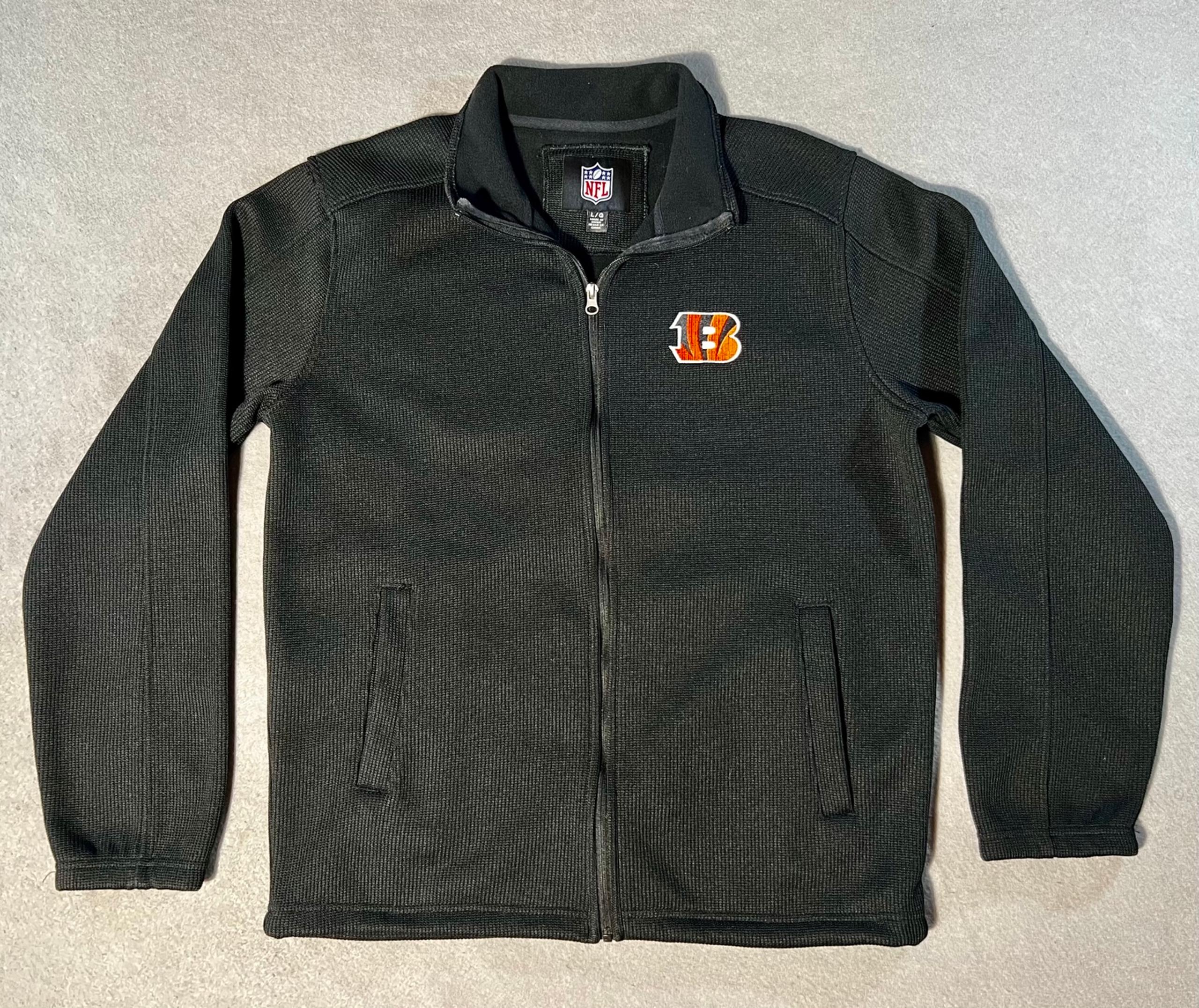Cincinnati Bengals NFL Jacket Men’s Large Black Full Zip Textured Heavyweight