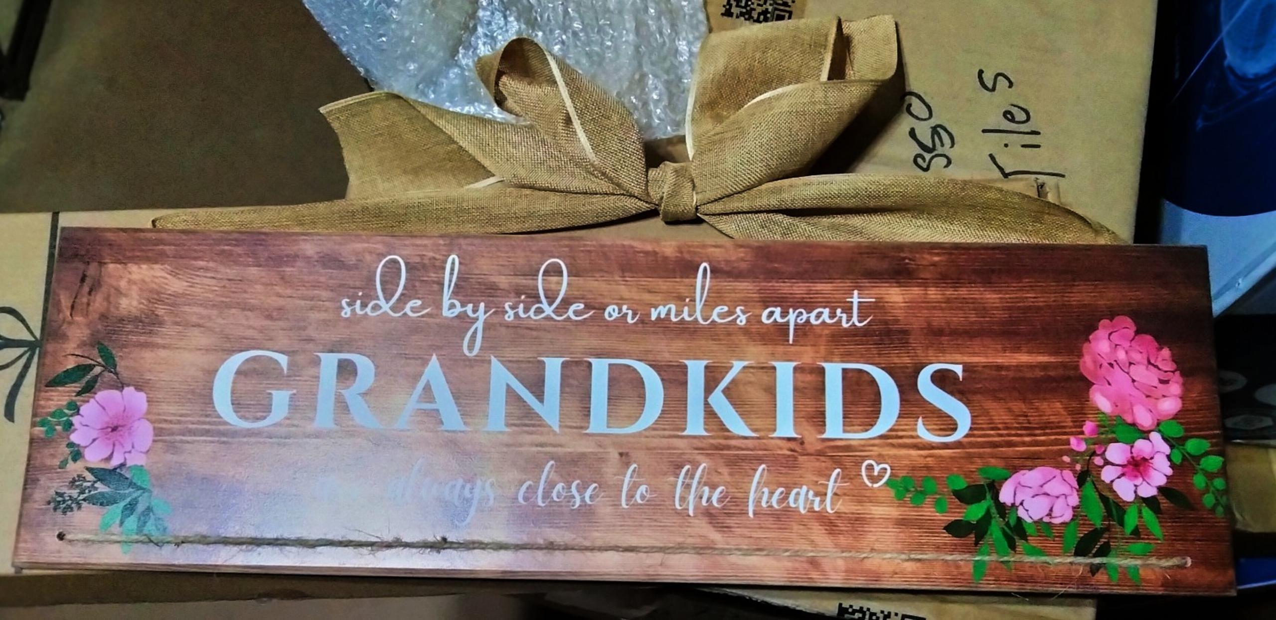 Grandkids Photo Holder Side by Side or Miles Apart Photo Frame Rustic Wooden Han
