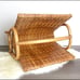 Vintage wicker bamboo bent wood magazine rack boho decor modern farmhouse