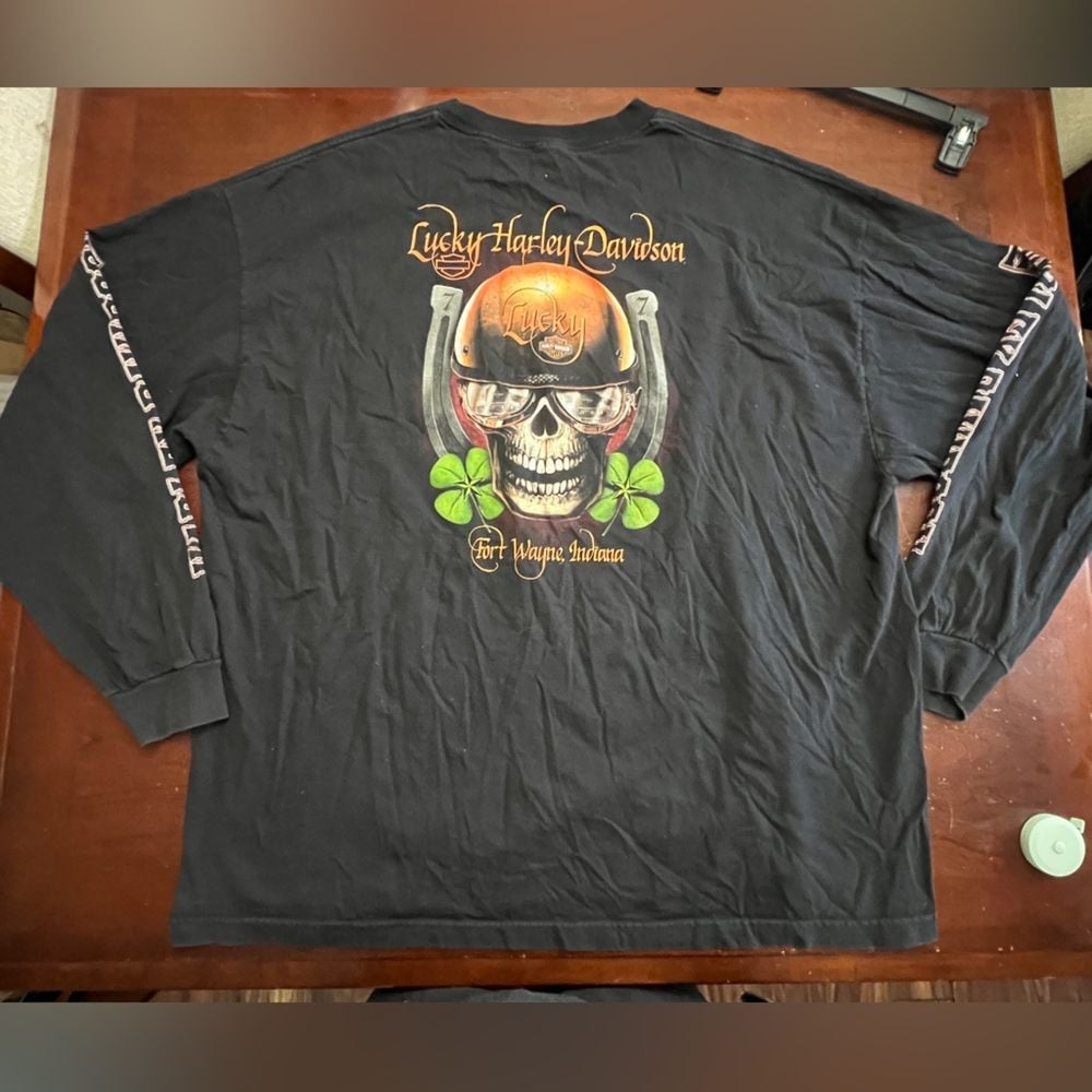 Harley Davidson 25 xl-xxl Fort Wayne Indian skull lucky shamrock shirt biker