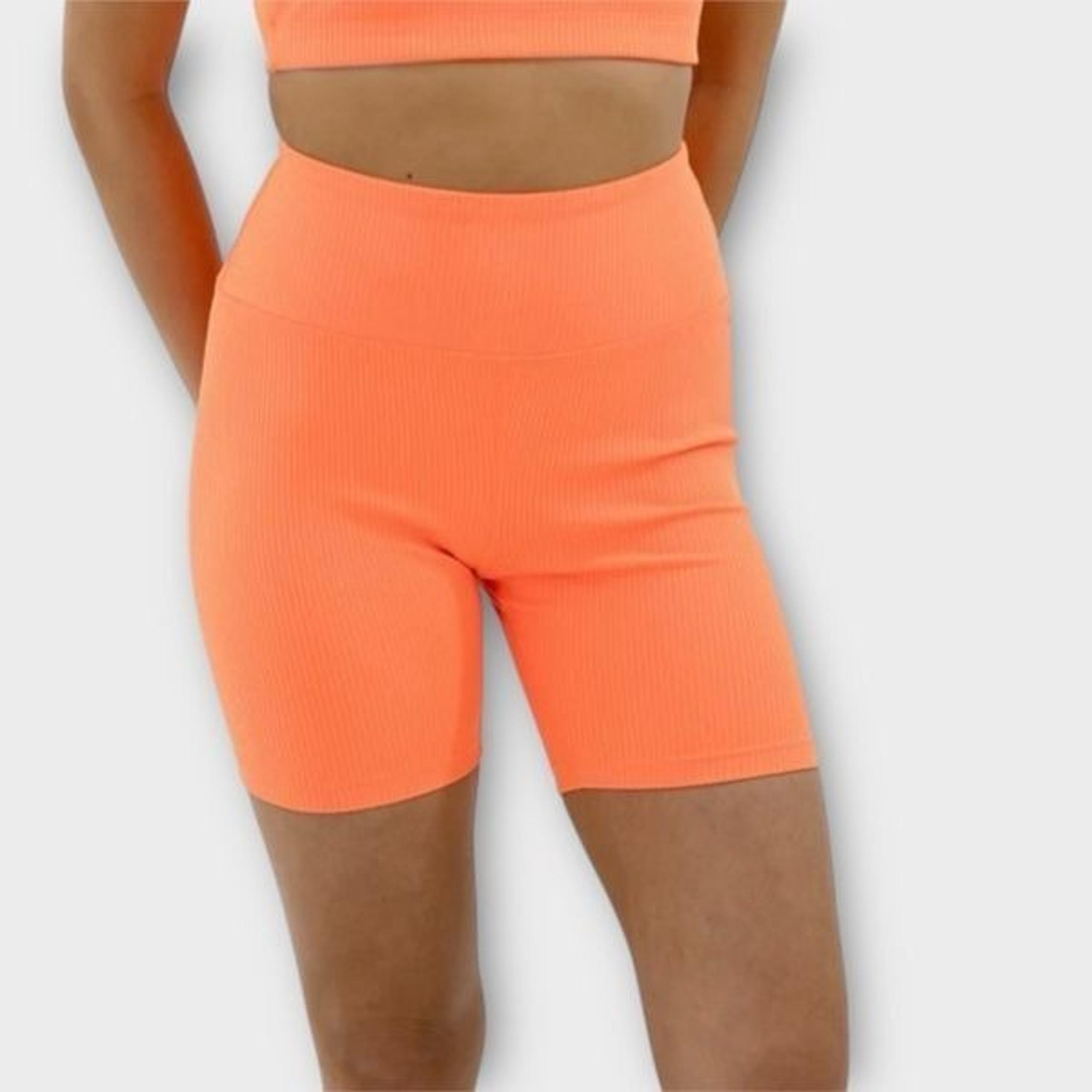 Year of Ours Ribbed High Bike Short in Tangerine Women’s Size M NWT