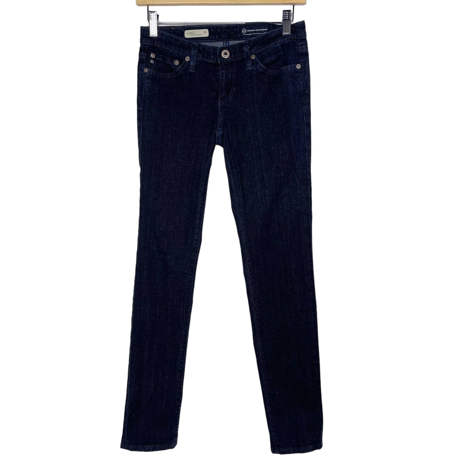AG Adriano Goldschmied Womens 25 The Stilt Cigarette Leg Jeans Skinny Dark Wash