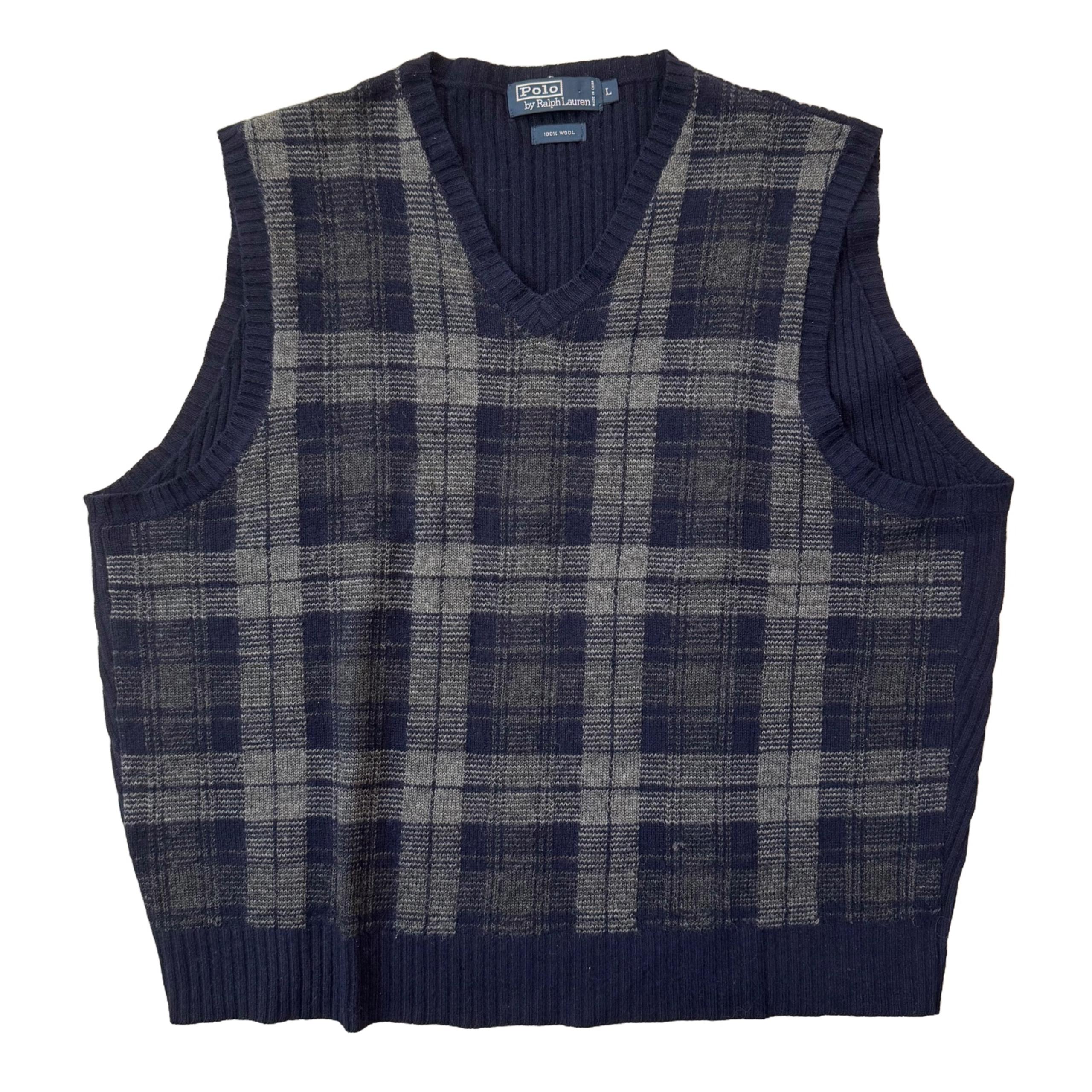 VTG 90s Ralph Lauren Polo Golf Men's Sz L V-Neck Sweater Vest 100% Wool