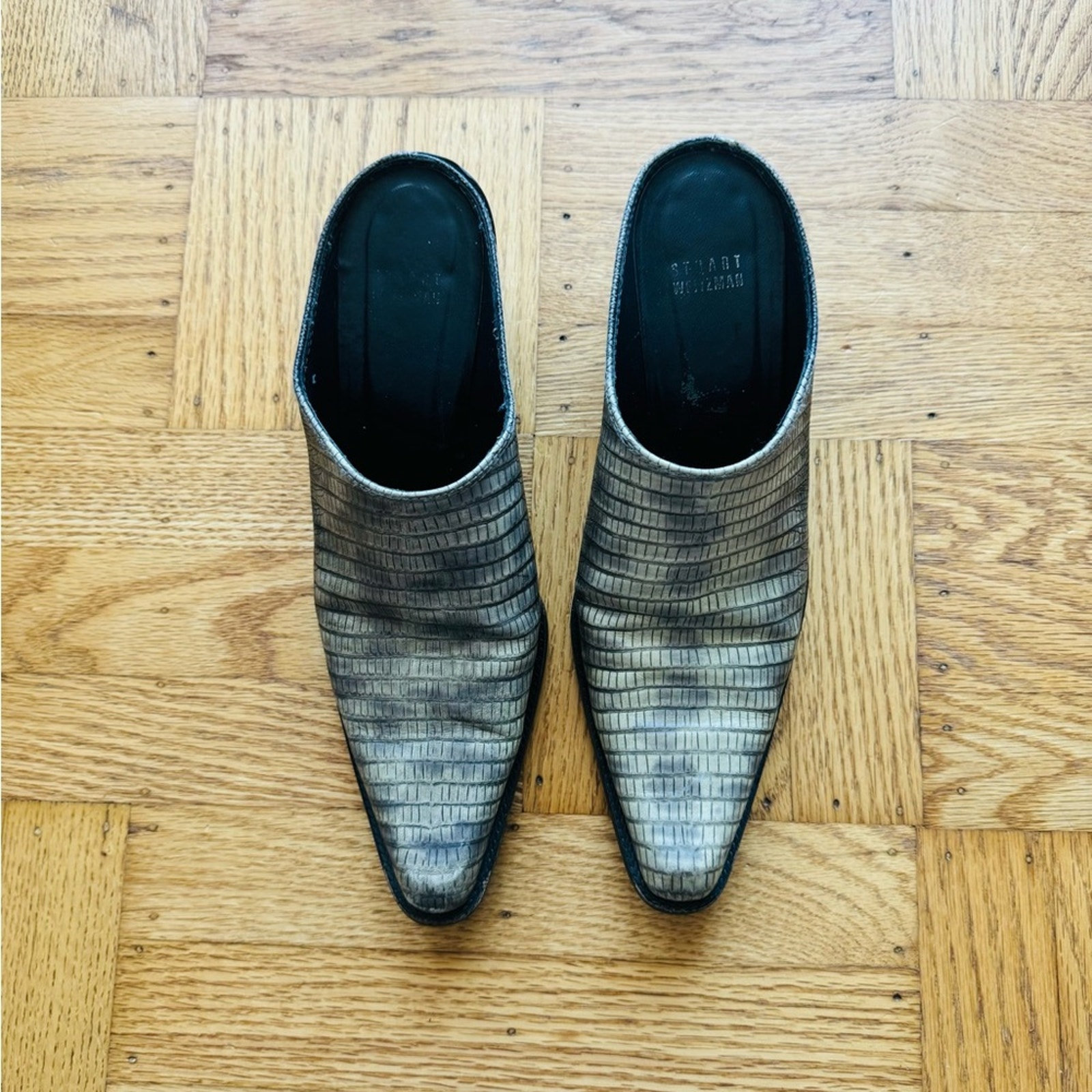 Stuart Weitzman Faux Croc Cowboy Mules 8