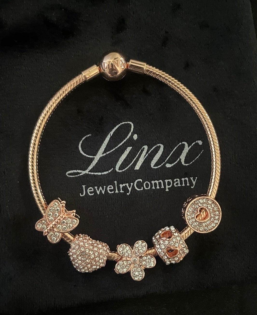 Linx Rose Gold Bracelet with Zircon Themed Charms
