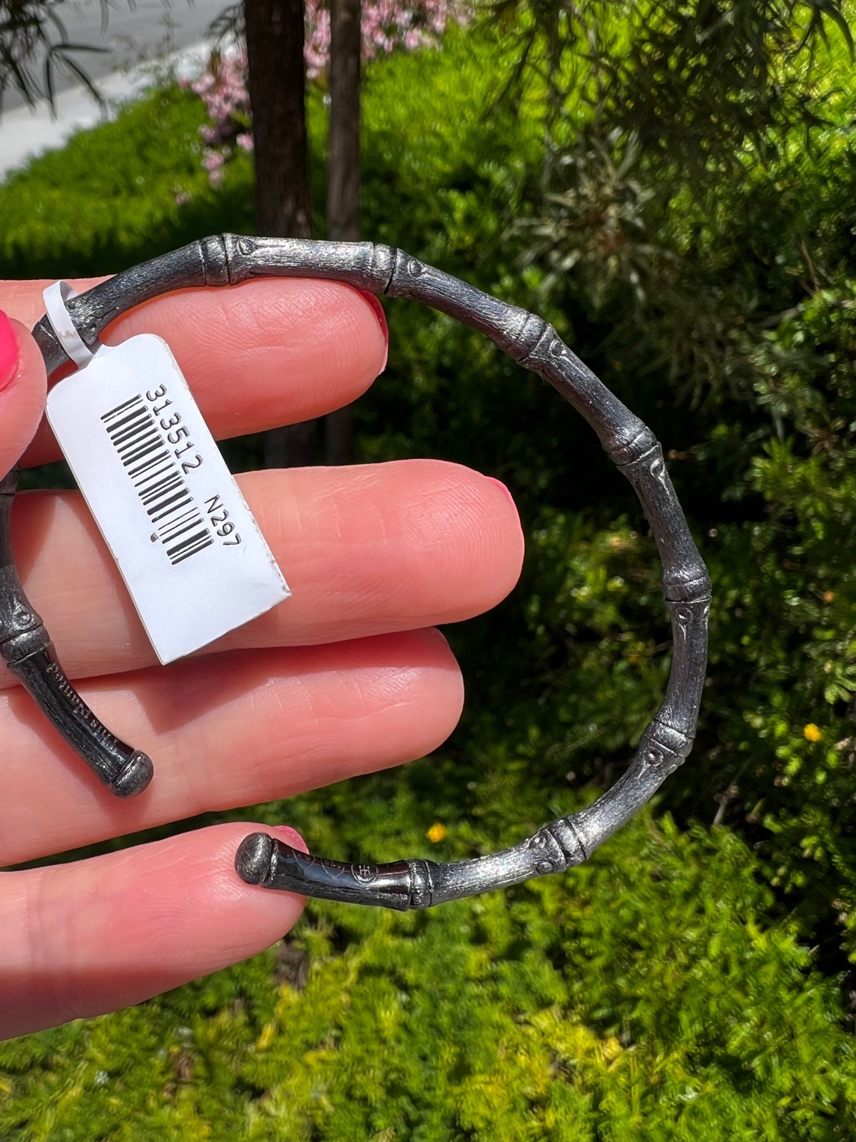 New John Hardy Blackened Silver Flexible Bamboo Bracelet