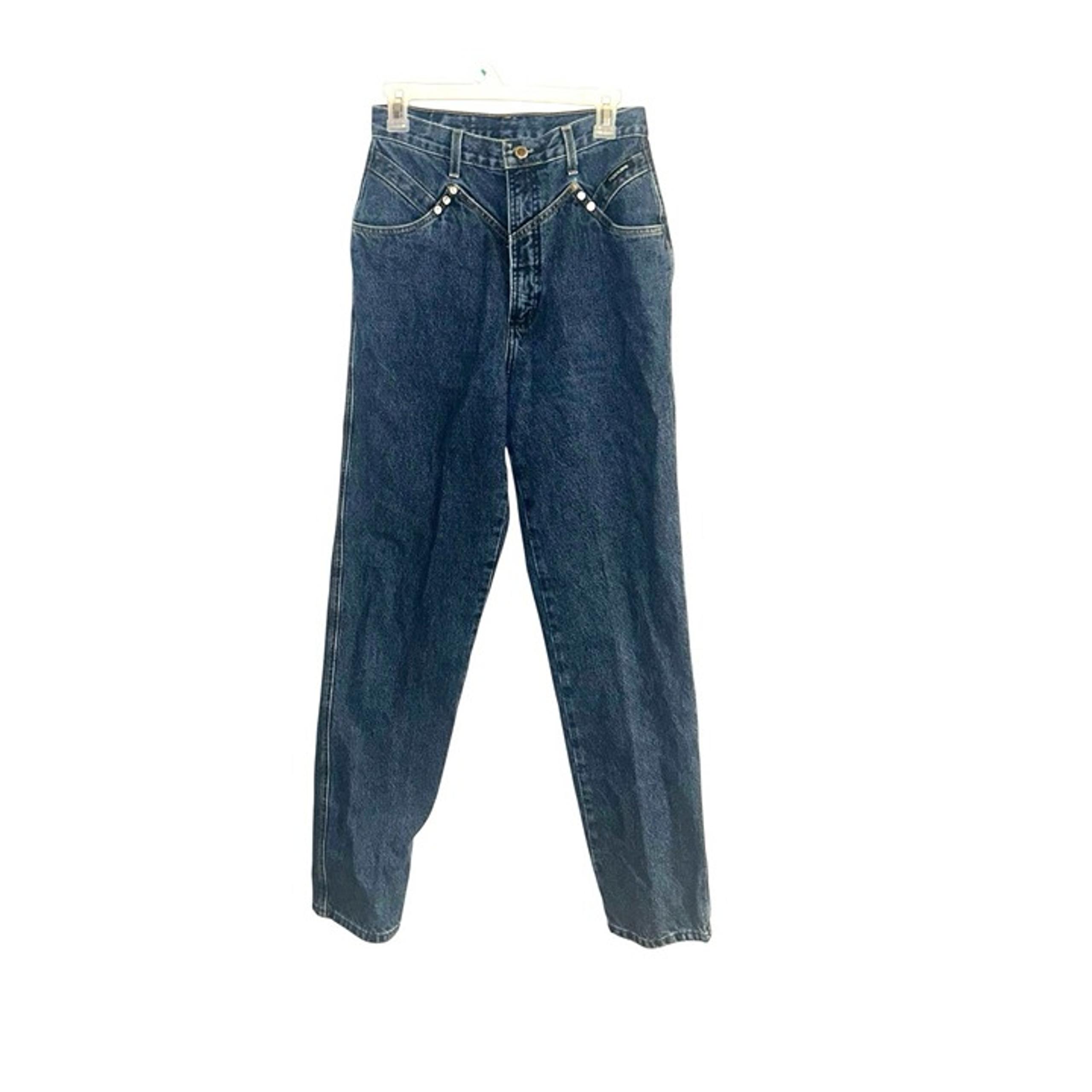 Vintage Rockies High Rise Western Cowgirl Denim Dark Blue Jeans Size 11/12