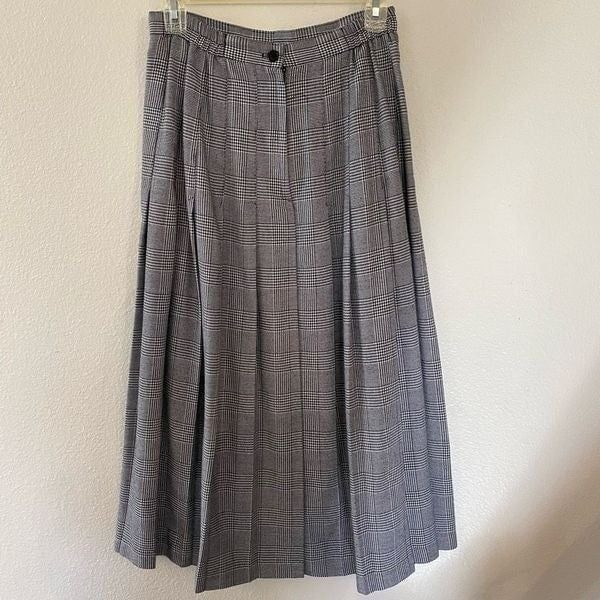 Vintage Classic Plaid Pleated Midi Skirt