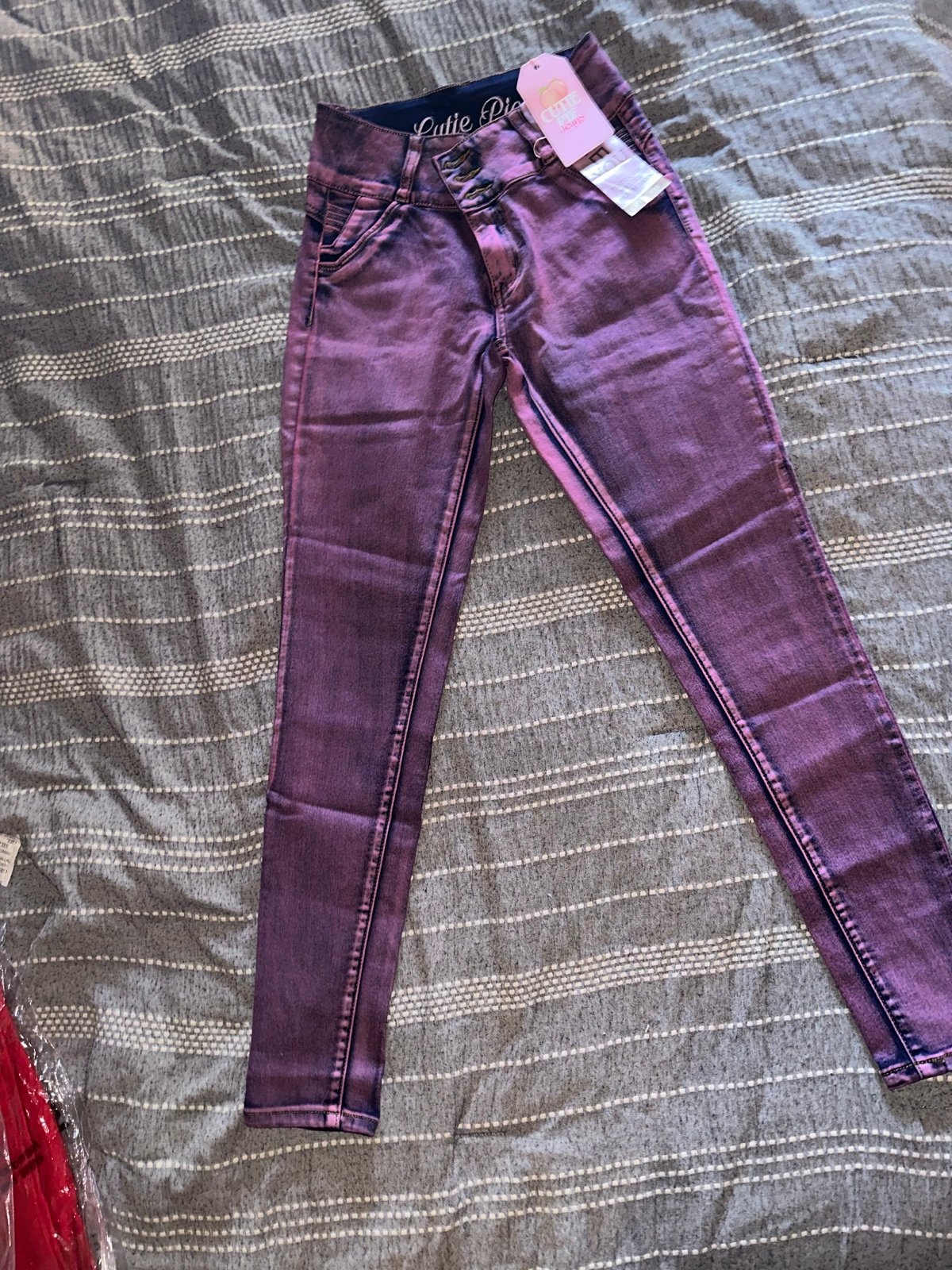 Butt lift jeans peachy pants purple high waisted