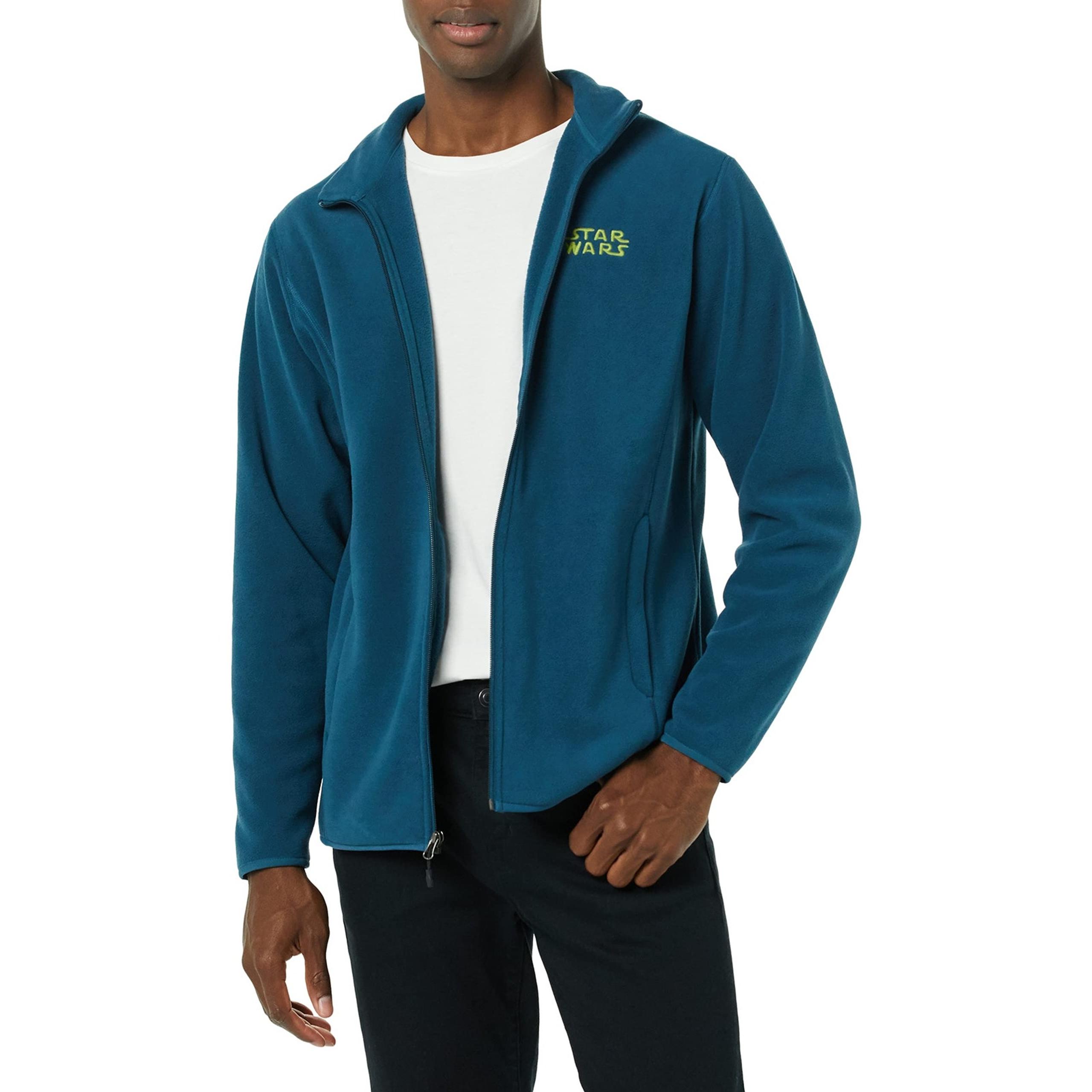 Amazon Essentials Men's Star Wars Fleece Jacket Blue Full-Zip Size Medium