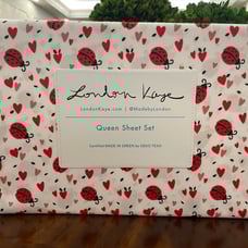 London Kaye Valentine Queen Sheet Set - Ladybug and Hearts