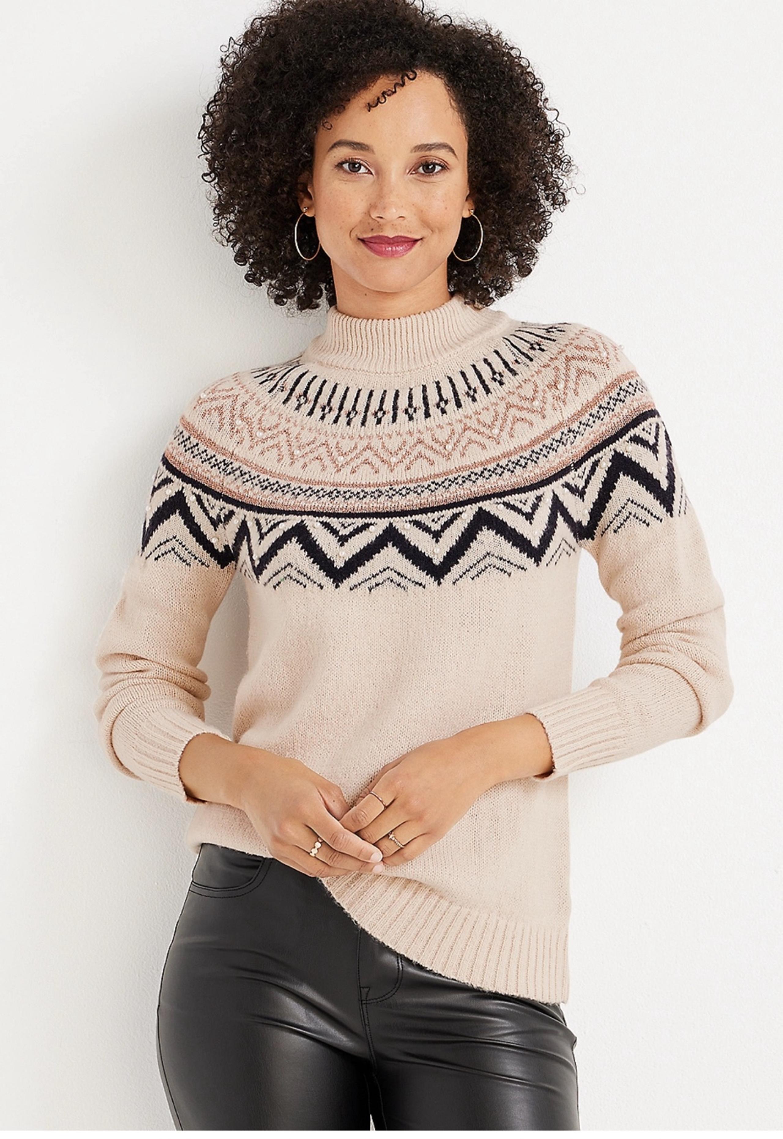 Maurices Pearl Fair Isle Mock Neck Sweater
