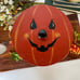 Vintage Halloween Peterboro Jack O Lantern Signed Wood Basket with Lid and Liner