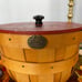 Vintage Halloween Peterboro Jack O Lantern Signed Wood Basket with Lid and Liner