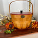 Vintage Halloween Peterboro Jack O Lantern Signed Wood Basket with Lid and Liner