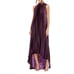 MAC DUGGAL Dress Size 4 Evening Gown Purple Pleated Satin Tie Neck High Low