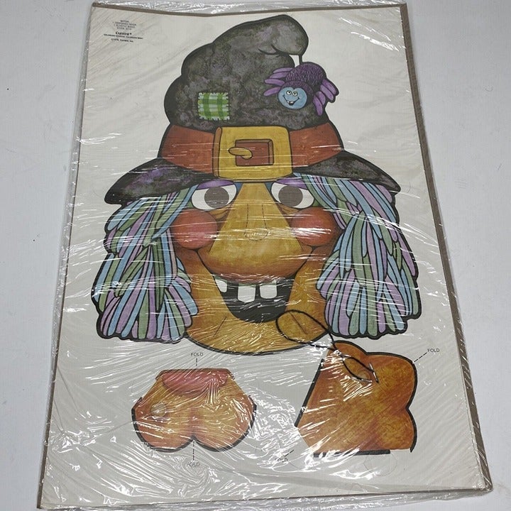 Vintage New Witch Cardboard Mask Kit Halloween 1979 Current Die Cut Old Stock