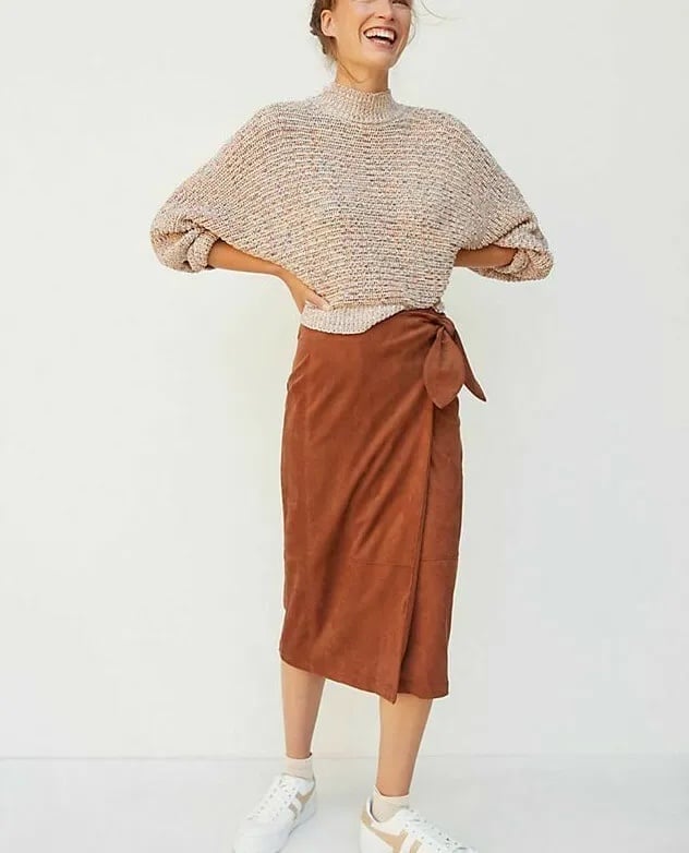 Anthropologie Suede Wrap Tie Skirt- XS