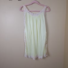 Vintage Yellow Lace Sateen Linerie Dress OS