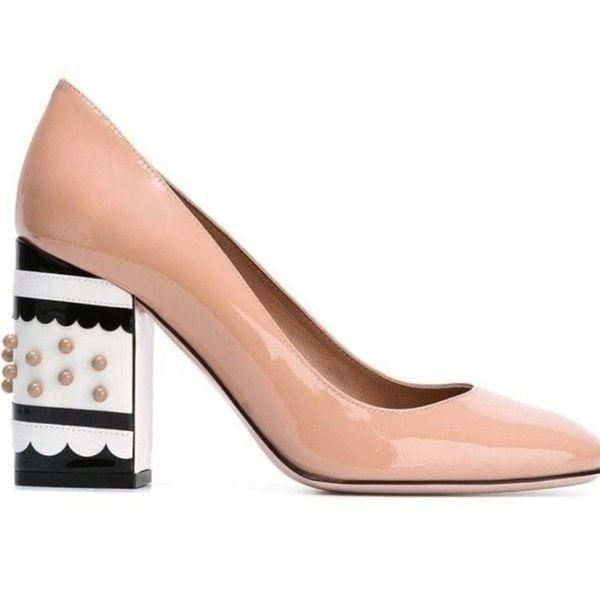 Red valentino runway dress shoes studded heels polka dot 3d ball baby doll pumps