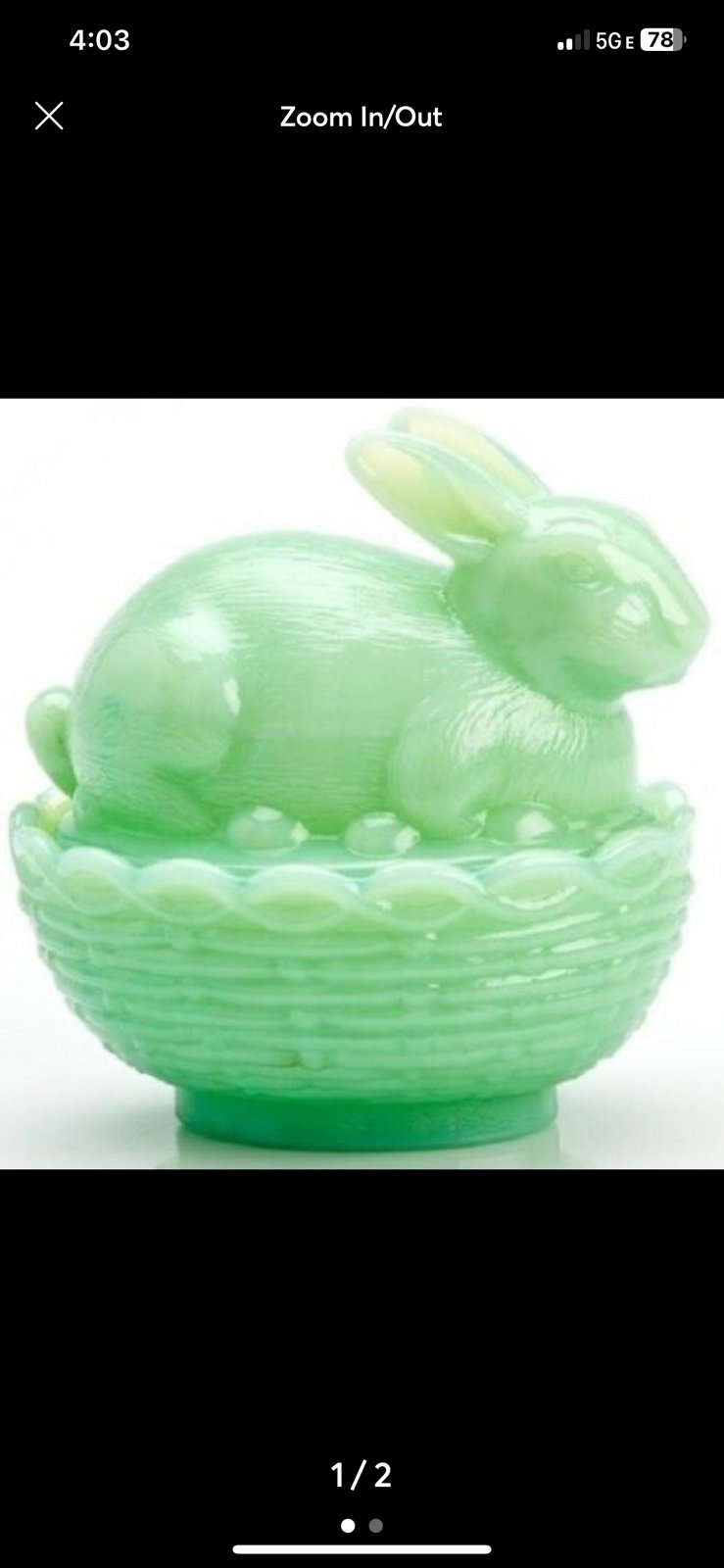 Mosser Glass Covered Bunny Dish