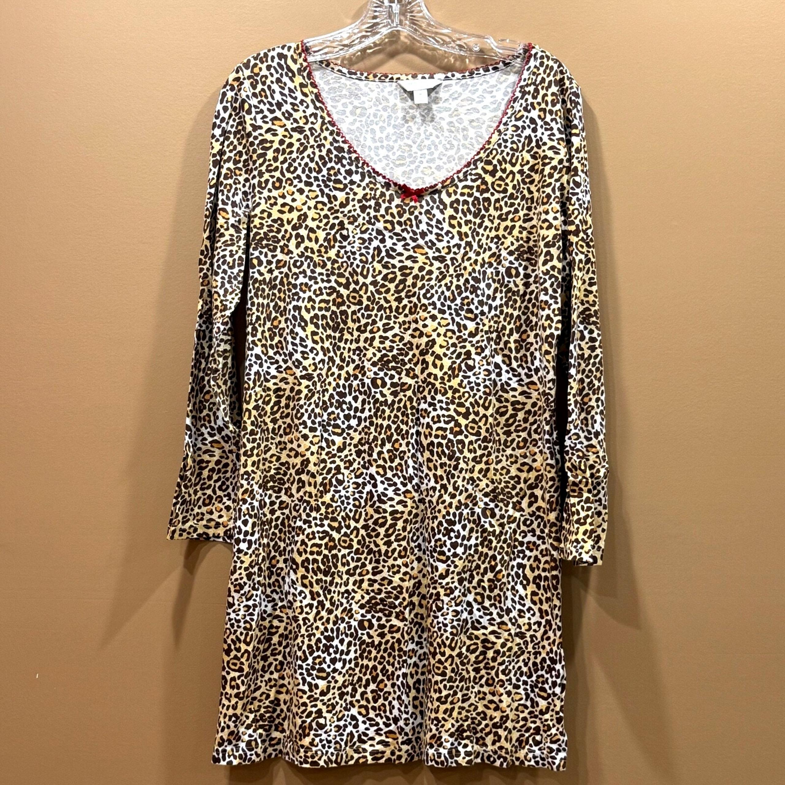 Charter Club Sleep Shirt Womens Leopard Print Size M/L Nightgown Cotton NWOT