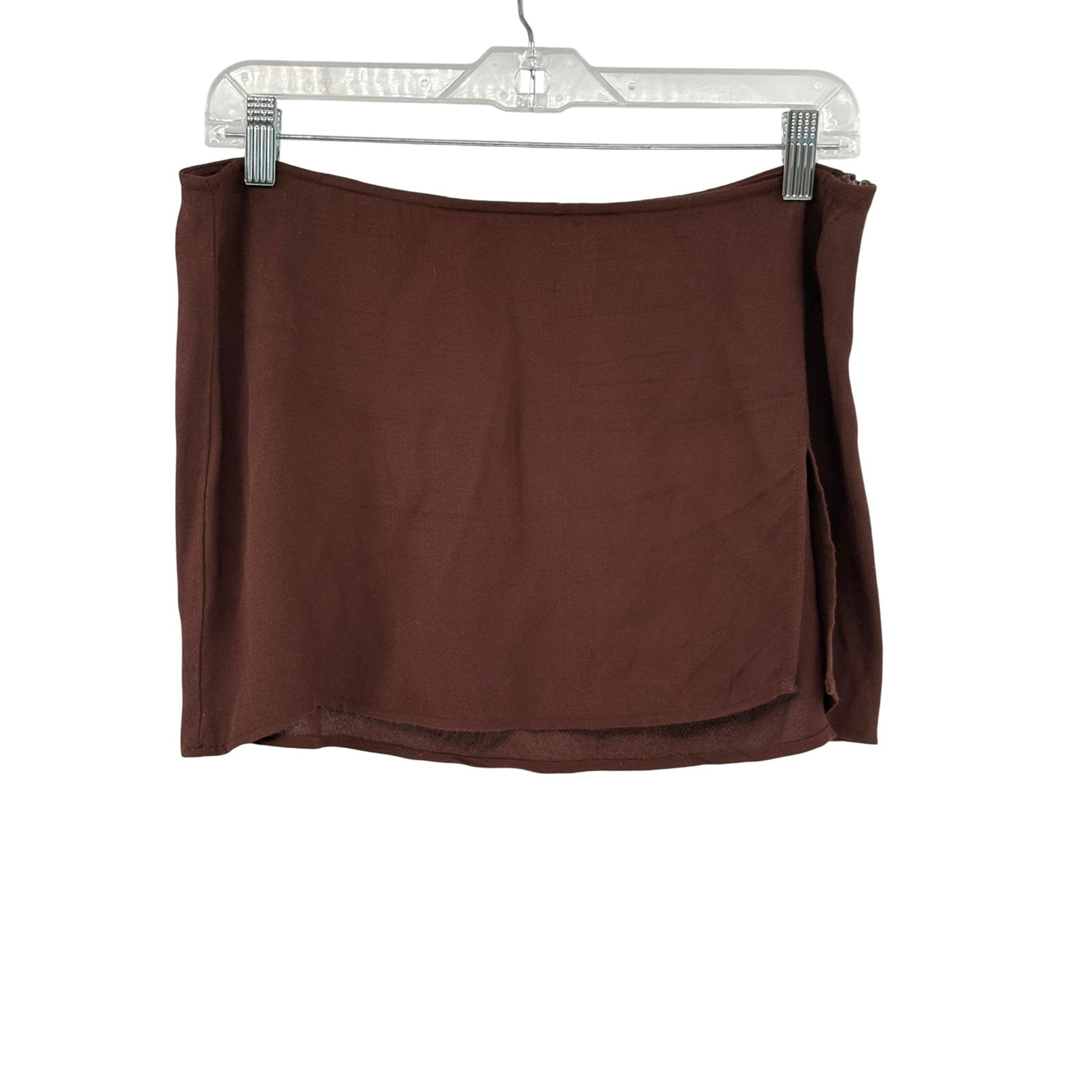 Reformation Mini Skirt Women Size 6 Brown Side Slit