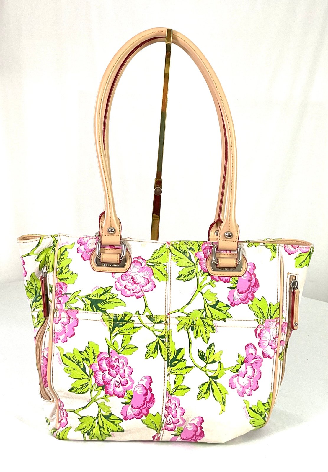 -Tignanello leather floral, large shoulder bag/tote- like new