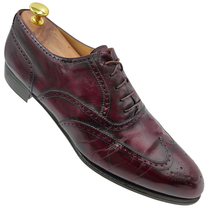 Vintage Salvatore Ferragamo Italy Dress Shoes Mens 11.5 Burgundy Leather Oxfords