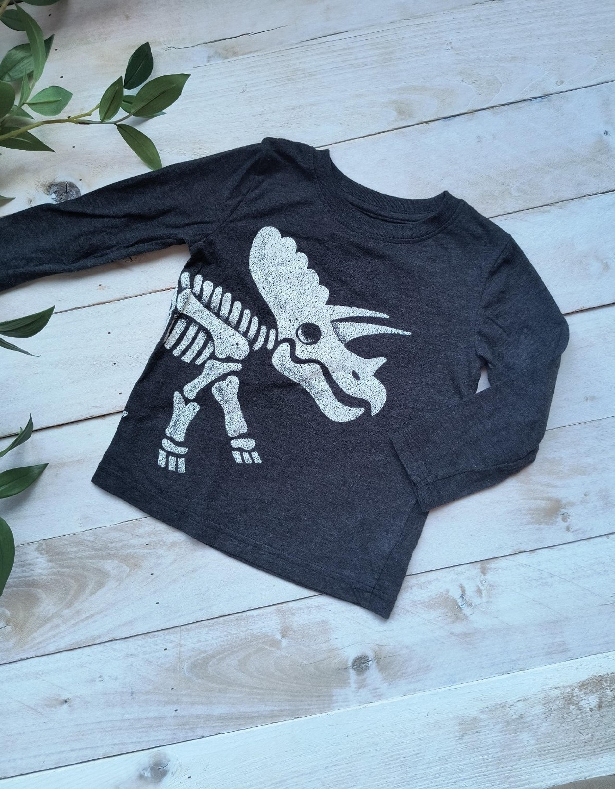 Jumping Beans Boys Long Sleeve Dinosaur Shirt Heathered Gray 3T