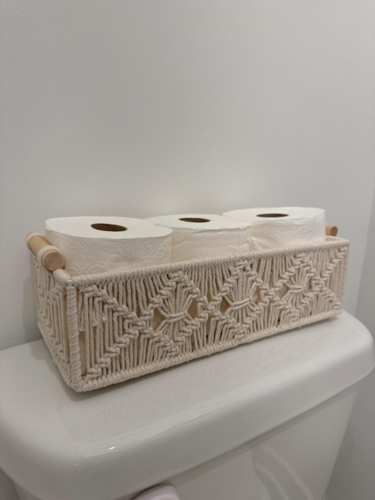 Macrame Storage Baskets Boho Decor Set of 2 Ivory