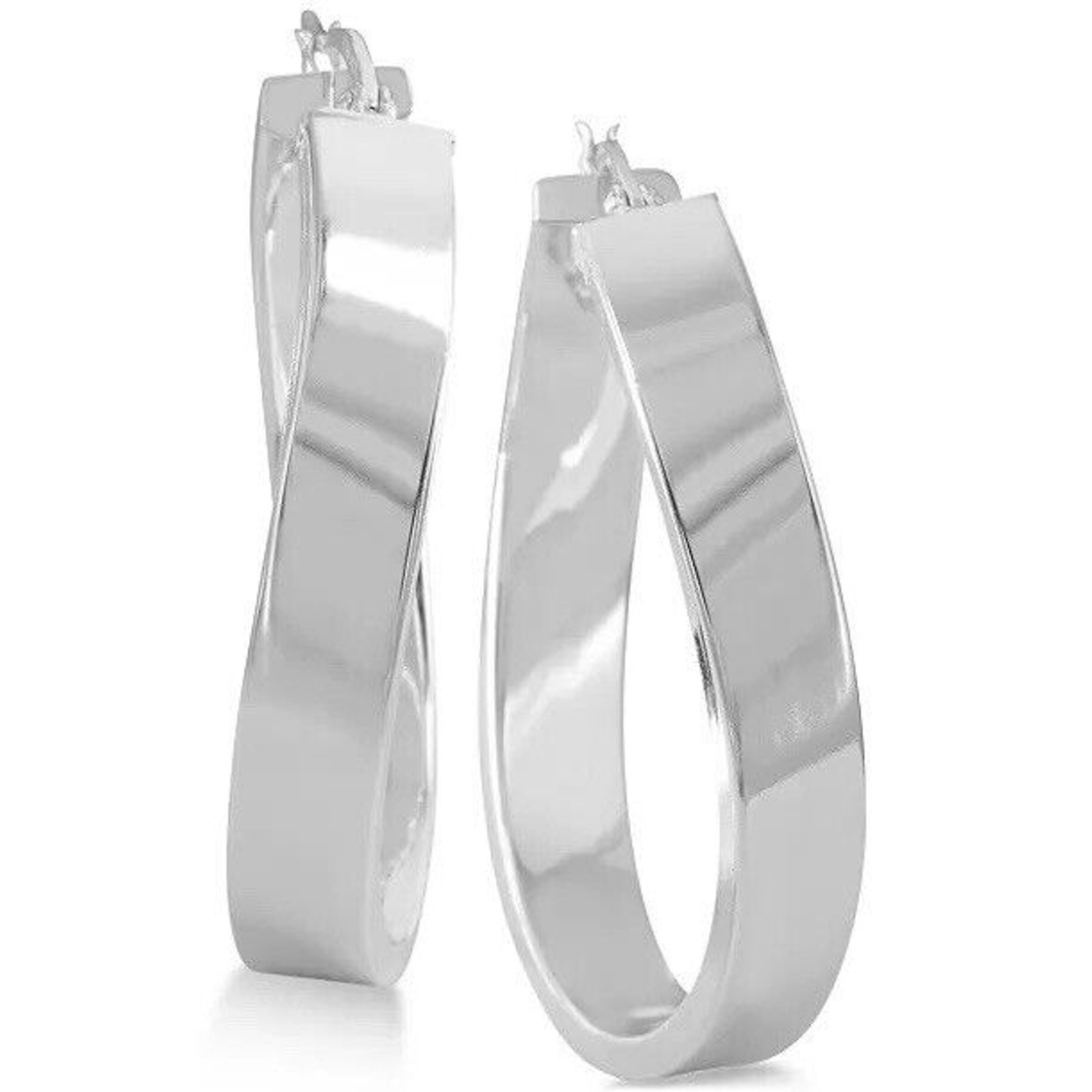 Sterling Silver Hoop Earrings Twist Style Stunning Chic Fashion Luxury NWT