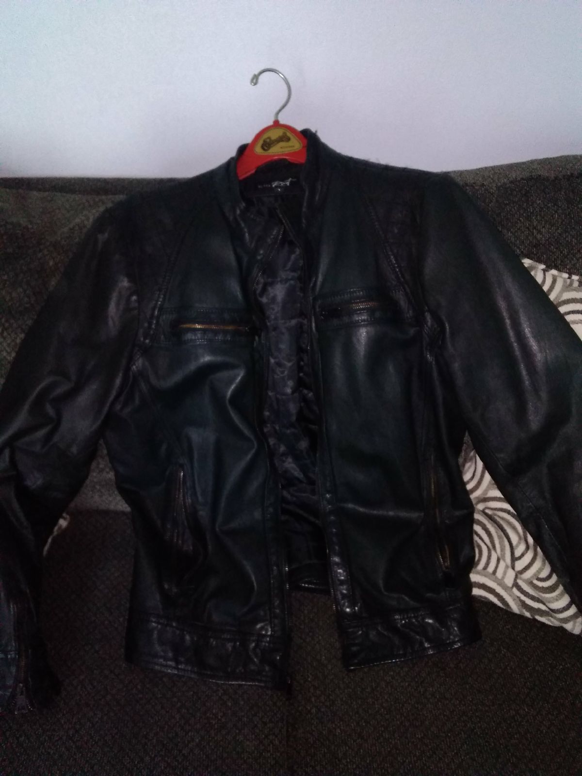 men's genuine leather biker jacket