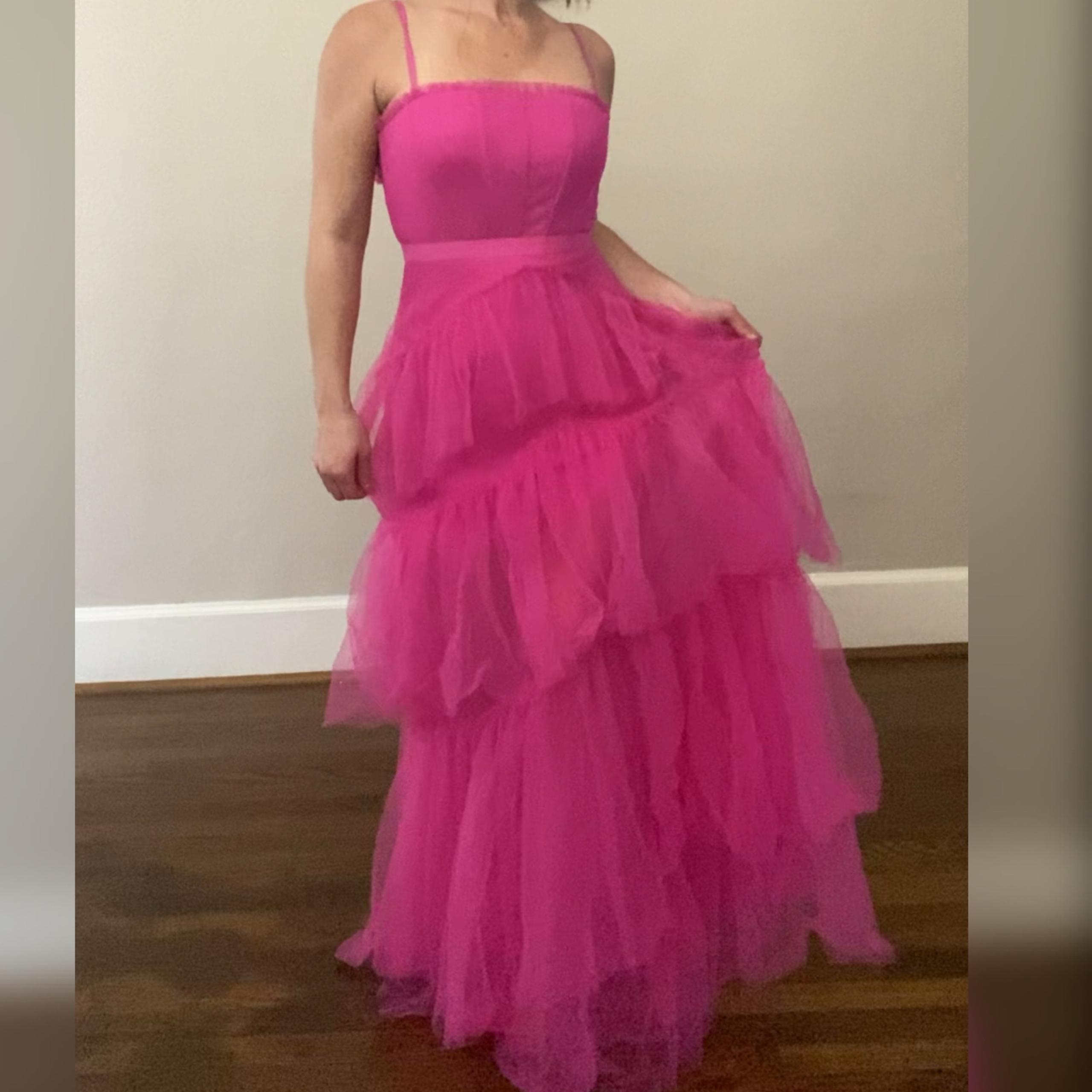 Hot pink ruffle prom dress