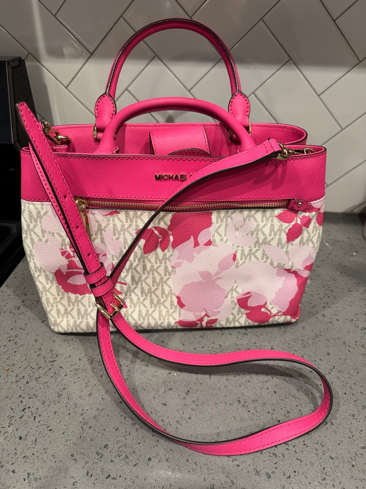 Pink floral large Michael Kors handbag