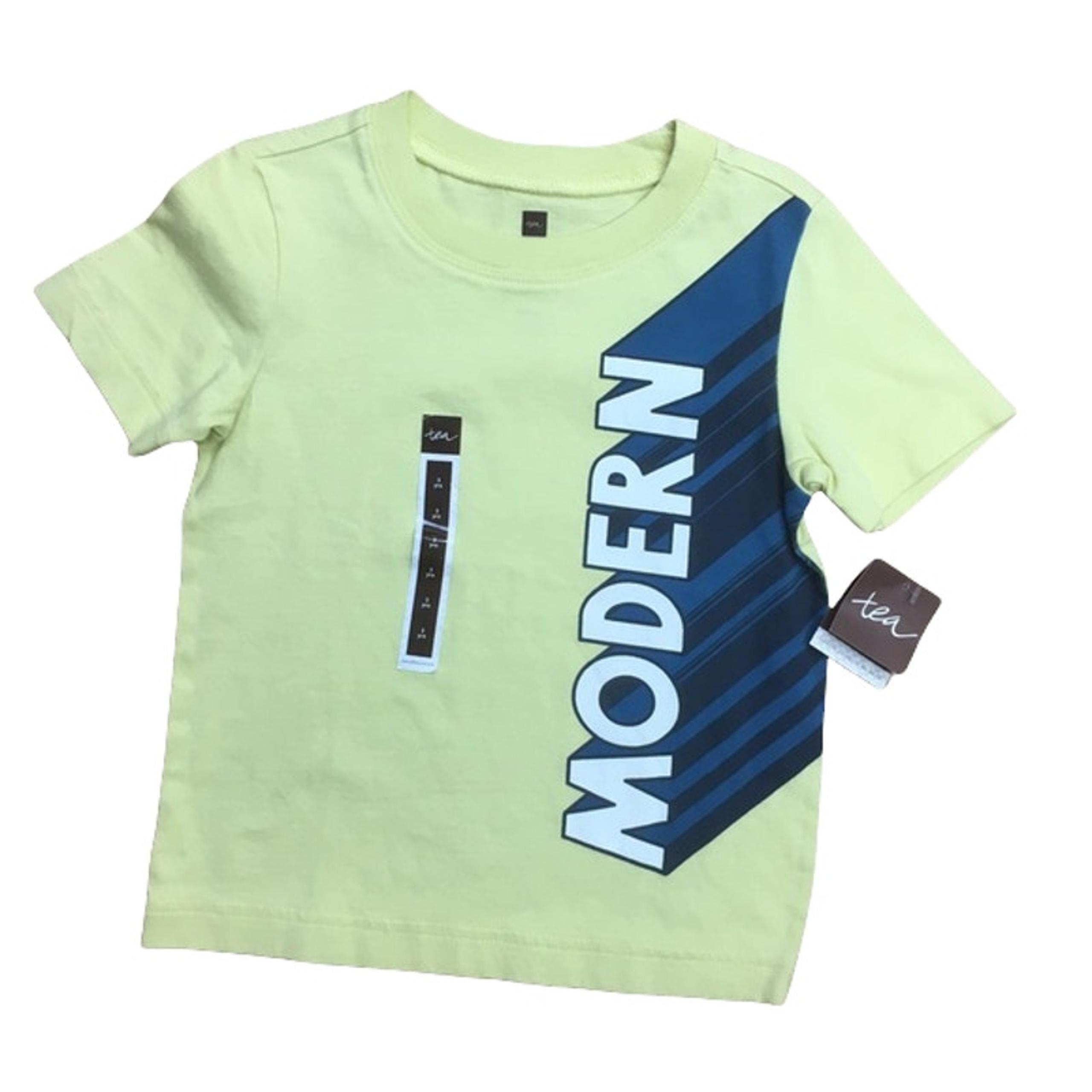 Tea Collection Boys Tee Size 3 Modern Yellow Blue T-Shirt Shirt Top NEW