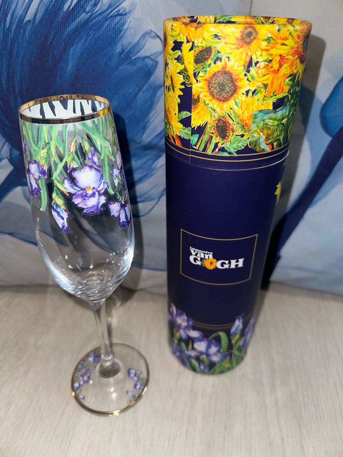 Van Gogh Irises The Impressionists CHAMPAGNE FLUTE Toasting Glass Art
